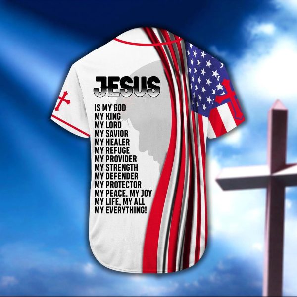 Flag Jesus Is My Everything Religious Easter Gifts Christian Baseball Jersey