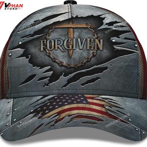 Forgiven Nail Cross With American Flag All Over Print Baseball Cap 1