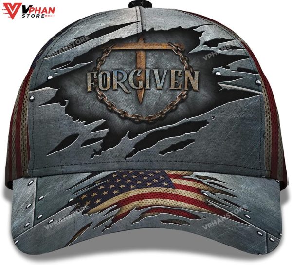 Forgiven Nail Cross With American Flag All Over Print Baseball Cap