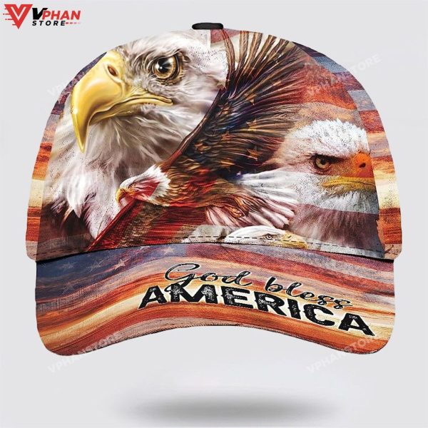 God Bless America Eagle Baseball Christian Hat