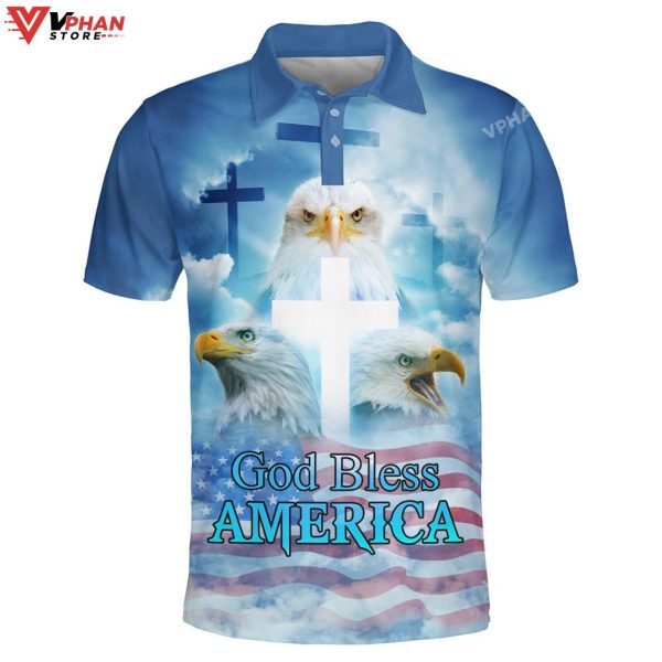 God Bless America Eagle Religious Easter Gifts Christian Polo Shirt & Shorts