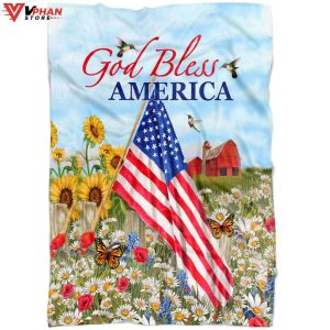 God Bless America Fleece Christian Bible Verse Blanket 1