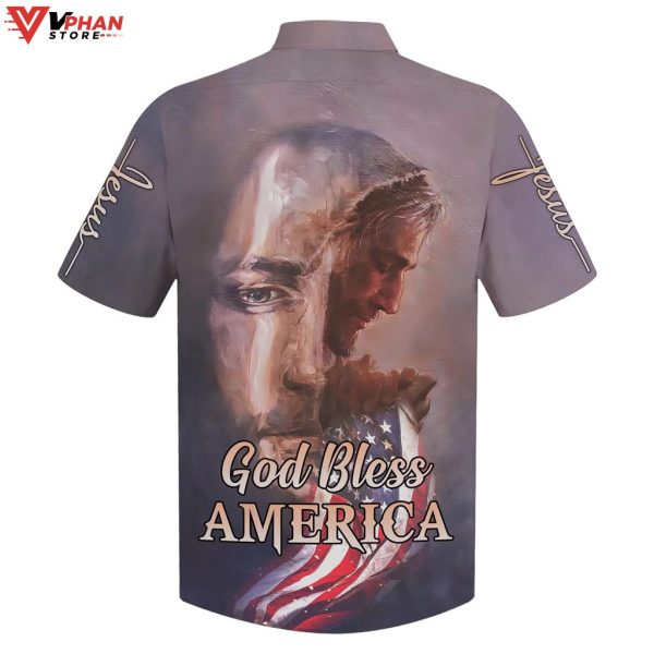 God Bless America Jesus Face Christian Gifts Hawaiian Shirt