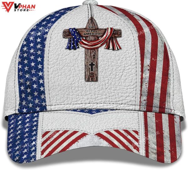 God Bless American Flag On Cross All Over Print Baseball Cap