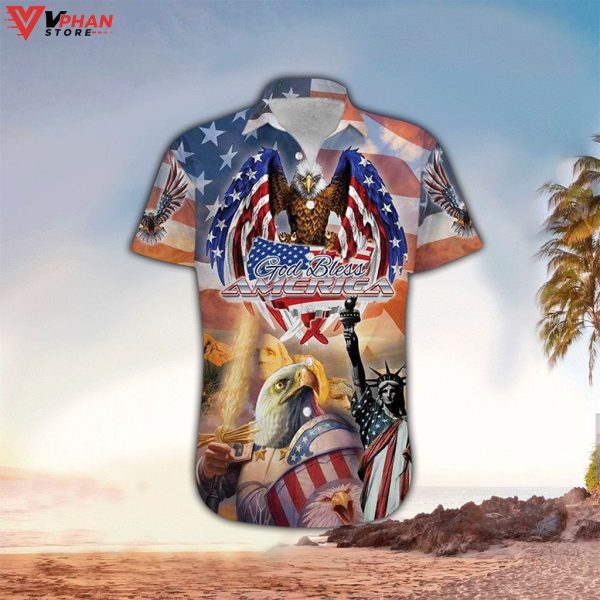 God Bless American Patriotism Eagle Tropical Outfit Jesus Hawaiian Shirt