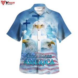 God Bless American White Head Eagle Christian Gifts Hawaiian Shirt 1