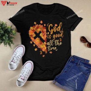 God Is Good All The Time Fall Leaves Jesus Easter Gifts Jesus Christ Hoodie 1