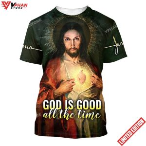 God Is Good All The Time Sacred Heart Of Jesus All Over Print Shirt 1