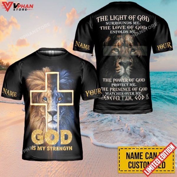 God Is My Strength Customized Name Jesus 3D Printed T Shirt