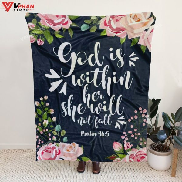 God Is Within Her She Will Not Fall Psalm 465 Bible Verse Blanket