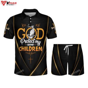 God Protect My Grandchildren Jesus Christian Polo Shirt Shorts 1