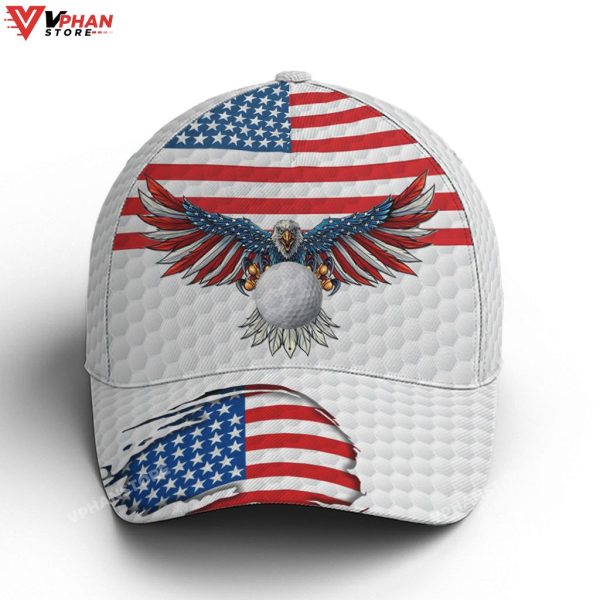 Golf American Flag Eagle Golf Ball Pattern Baseball Cap