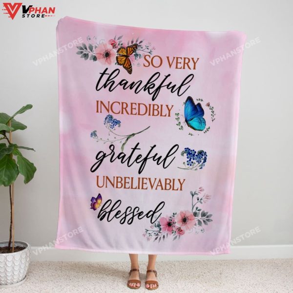 So Very Thankful Incredibly Grateful Unblievably Blessed Christians Bible Verse Blanket