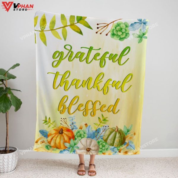 Grateful Thankful Blessed Religious Gift Bible Verse Blanket