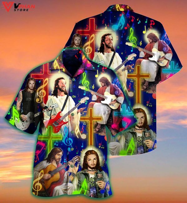 Guitar Jesus Love Guitar Christian Gift Hawaiian Summer Shirt