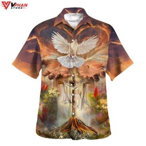 Hand Of God Holy Dove Cross Christian Gift Hawaiian Summer Shirt 1