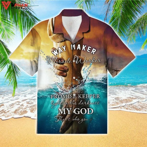 Hand Of Jesus Way Maker Miracle Worker Jesus Hawaiian Shirt