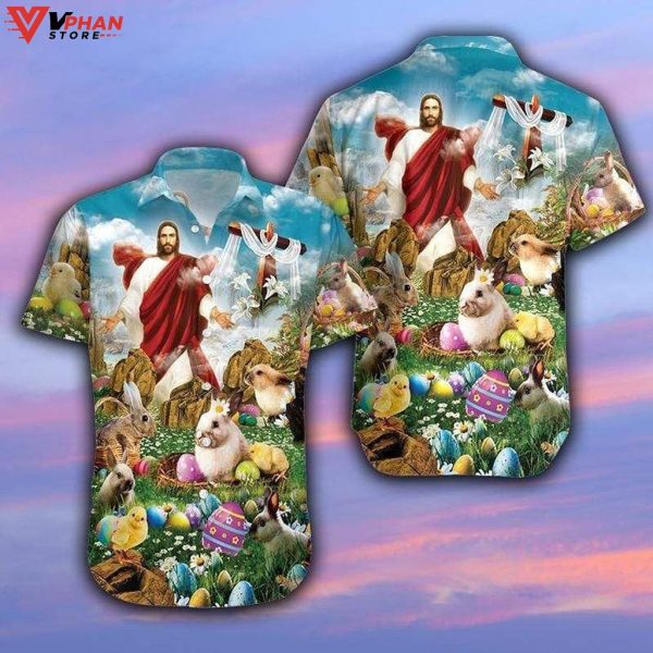 Happy Easter Jesus Is Risen Christian Gift Ideas Hawaiian Summer Shirt