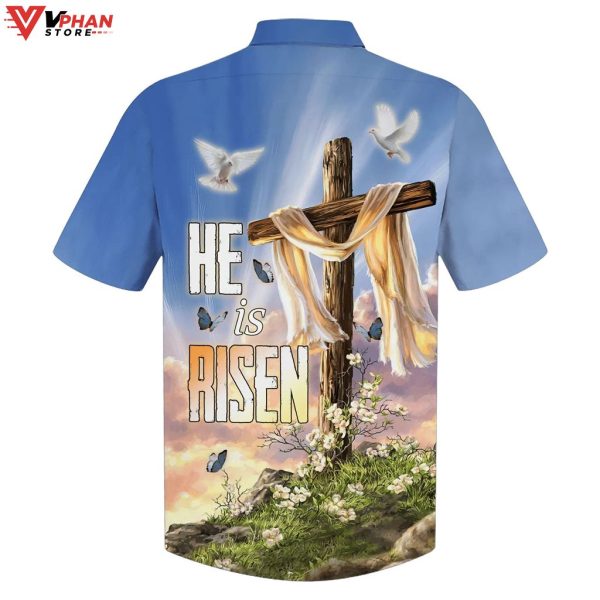 He Is Risen Dove Cross Flower Christian Gift Ideas Hawaiian Aloha Shirt