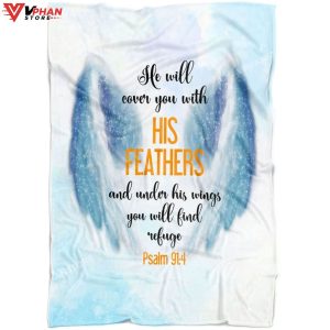 He Will Cover You With His Feathers Psalm 914 Fleece Blanket 1