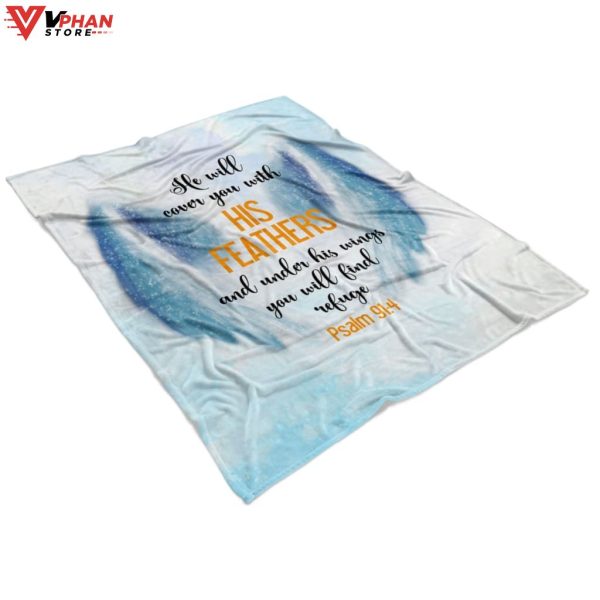 He Will Cover You With His Feathers Psalm 914 Fleece Blanket