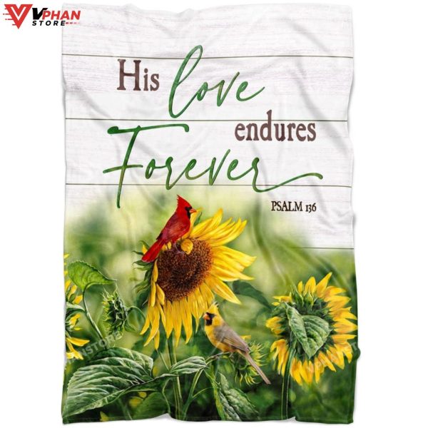 His Love Endures Forever Psalm 136 Fleece Christian Blanket