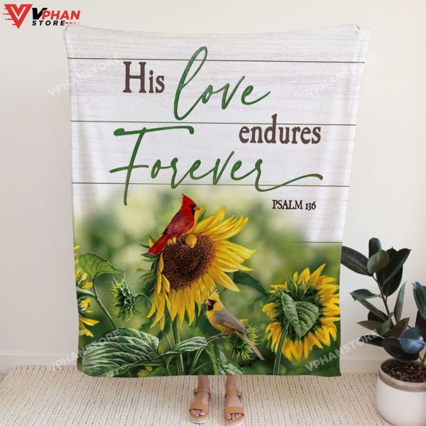 His Love Endures Forever Psalm 136 Fleece Christian Blanket