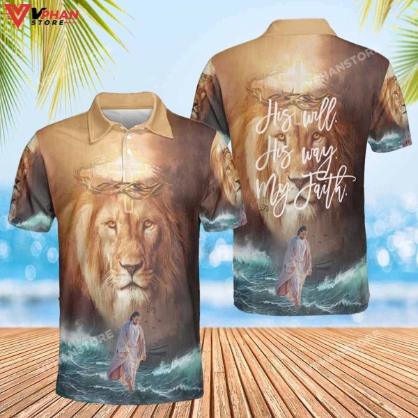 His Will His Way My Faith Jesus Lion Easter Christian Polo Shirt & Shorts