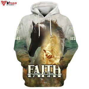 Horse And Jesus Faith Over Fear Hoodies Jesus Hoodie 1