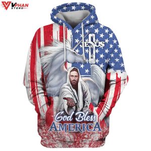 Horse With Jesus Hand 3D Hoodie One Nation Under God Hoodies 1