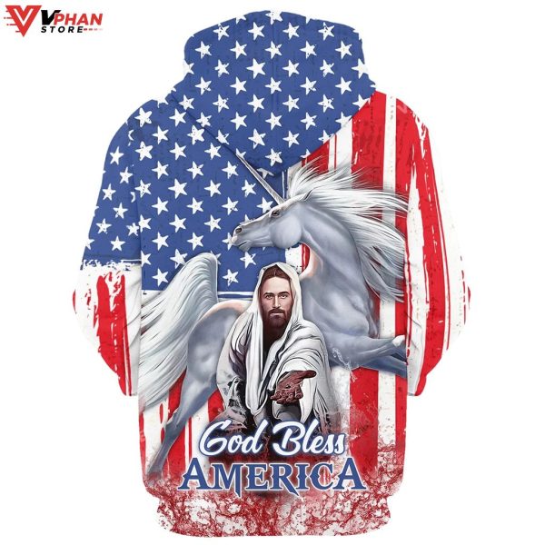 Horse With Jesus Hand 3D Hoodie One Nation Under God