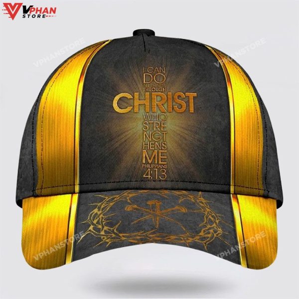 I Can Do All Things Through Christ Cross Baseball Christian Hat