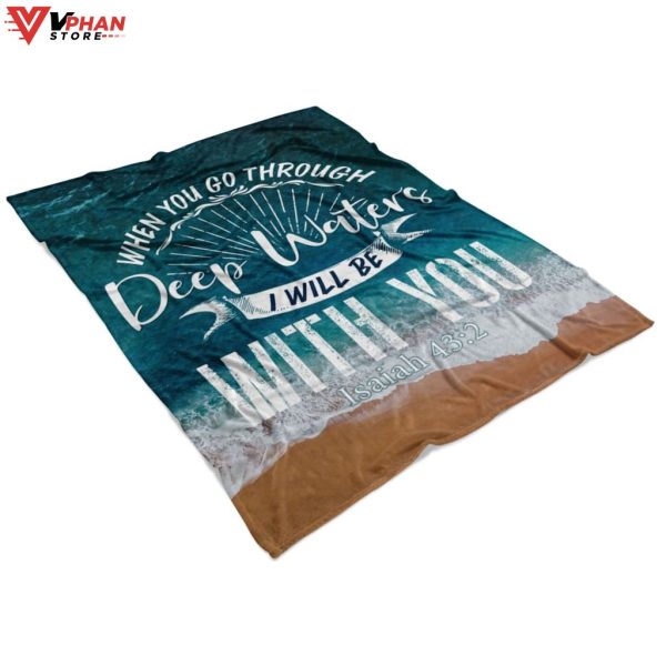 Deep Waters I Will Be With You Isaiah 432 Religious Gift Ideas Christian Blanket
