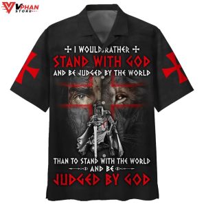 I Would Rather Stand With God Christian Gift Ideas Hawaiian Summer Shirt 1