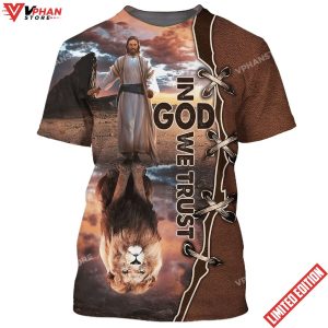 In God We Trust Jesus And The Lions 3D All Over Printed Shirt 1