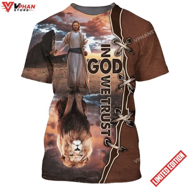 In God We Trust Jesus And The Lions 3D All Over Printed Shirt