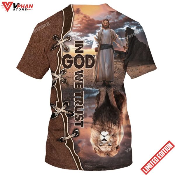 In God We Trust Jesus And The Lions 3D All Over Printed Shirt