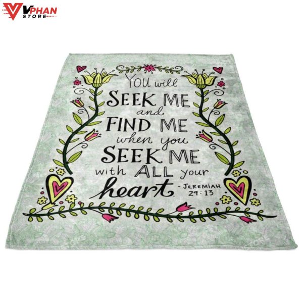 Jeremiah You Will Seek Me Christian Easter Gifts Bible Verse Blanket