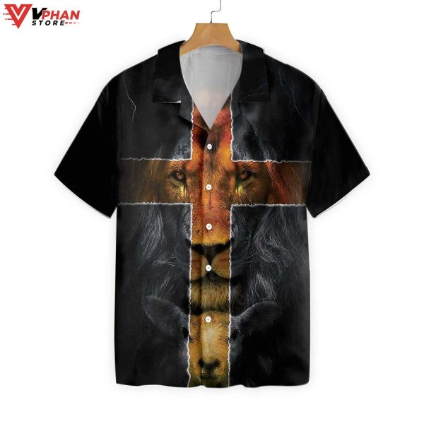 Jesus Amazing Lion And Lamb Christ Gift Ideas Hawaiian Shirt