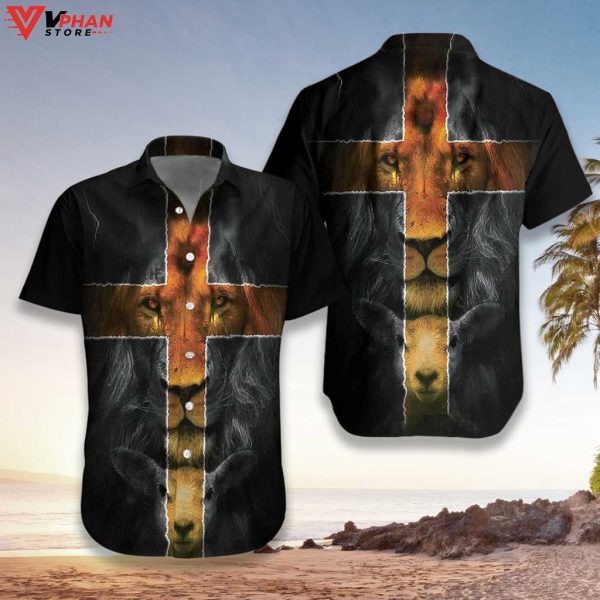 Jesus Amazing Lion And Lamb Gifts For Christian Hawaiian Shirt