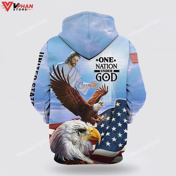 Jesus American Eagles Flag One Nation Under God 3d Hoodies