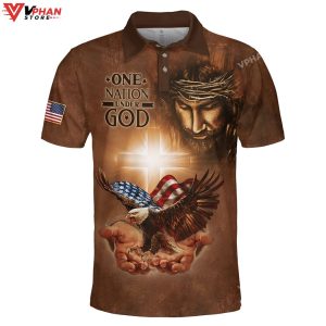 Jesus American One Nation Under God Christian Polo Shirt Shorts 1