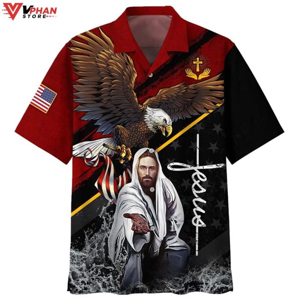 Jesus And Bald Eagle Gifts For Christian Hawaiian Shirt