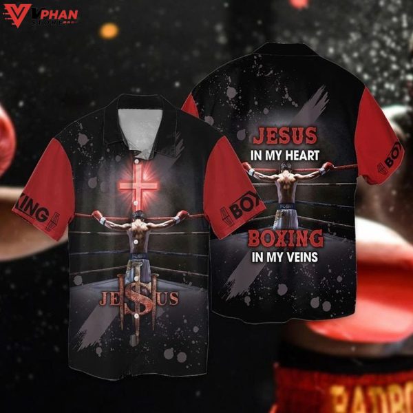 Jesus And Boxing In My Heart Boxing Christian Hawaiian Shirt