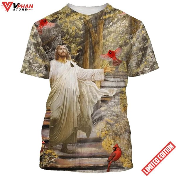 Jesus And Cardinal 3d All Over Print Shirt