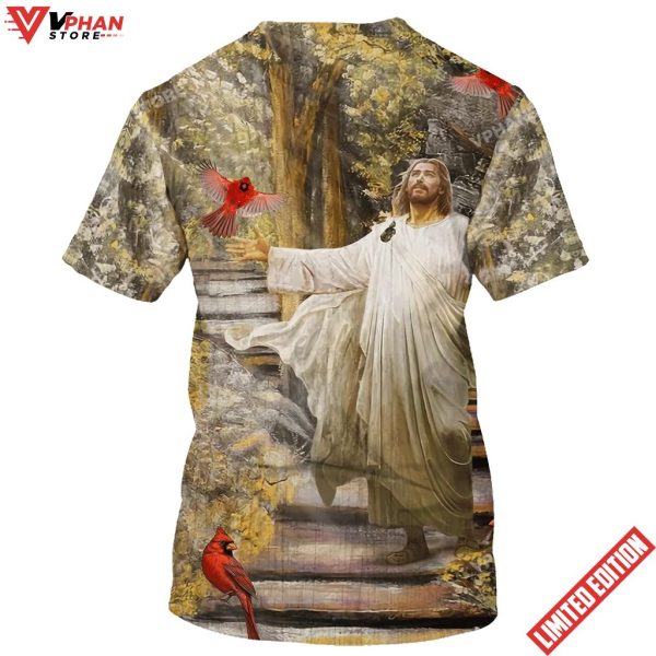 Jesus And Cardinal 3d All Over Print Shirt