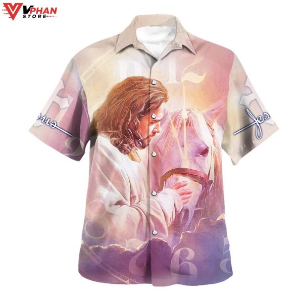 Jesus And Horses Christian Outfit Gift Ideas Hawaiian Shirt