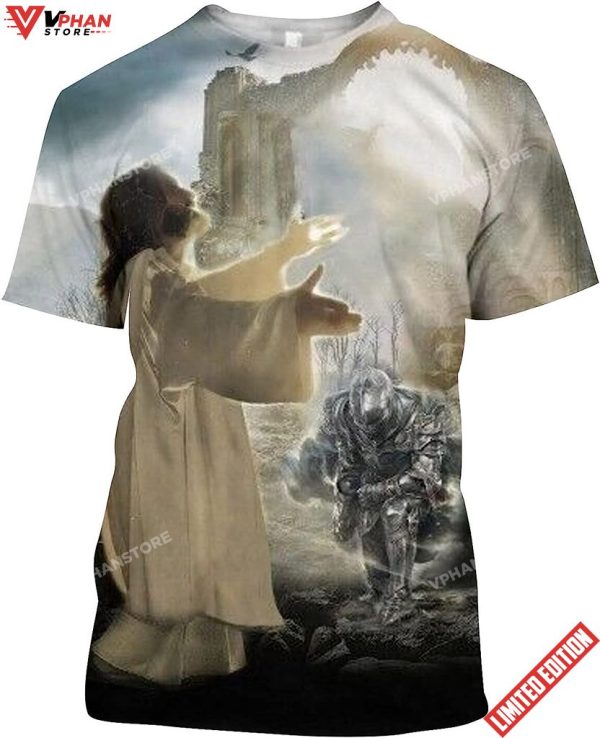 Jesus And Knight Templar Jesus Is My Savior All Over Printed 3D T Shirt