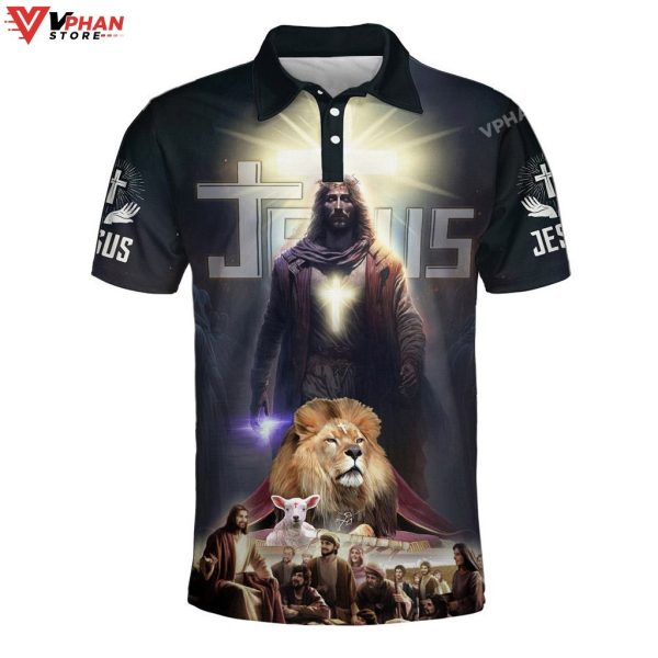 Jesus And Lamb Lion Religious Easter Gifts Christian Polo Shirt & Shorts