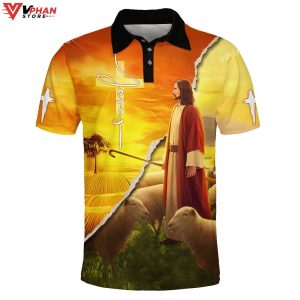 Jesus And Lamb Religious Easter Gifts Christian Polo Shirt Shorts 1
